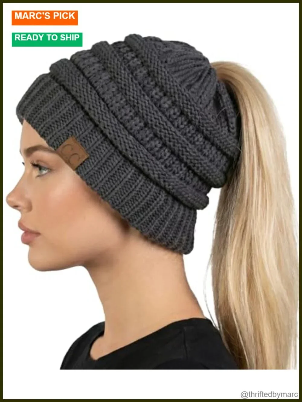 Ultra Soft Knit Acrylic Ponytail Beanie Hat for Women Winter Running Hat